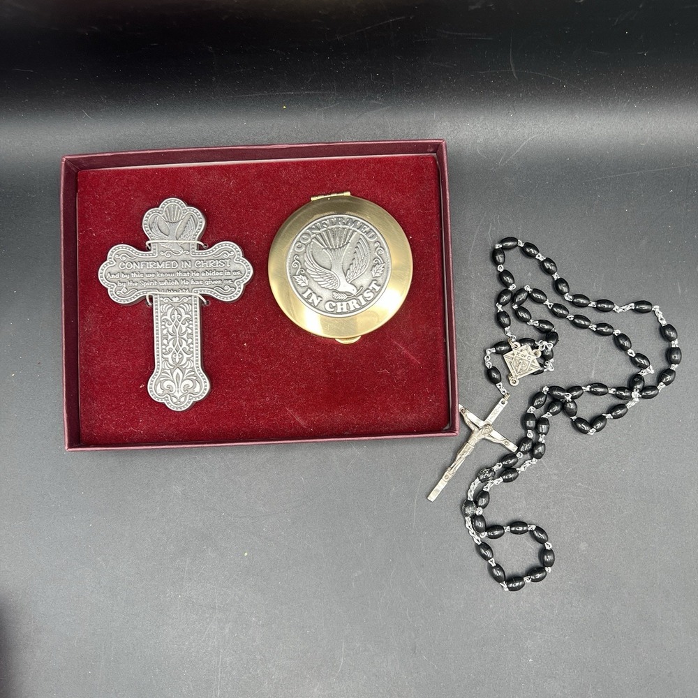 Confirmation Rosary, Cross and Keepsake Box Gift Set ~ HJ Sherman~ Christianity